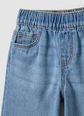 OVS Light Blue Wide-Leg 100% Cotton Jeans With Elasticated Waistband For Girls