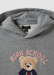 OVS Grey Cotton-Viscose Blend Sweatshirt With Embroidered Teddy Bear For Girls