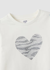 OVS White pure organic cotton girls’ T-shirt with heart print