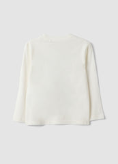 OVS White Cotton And Viscose Blend T-Shirt With Collegiate Print For Boys