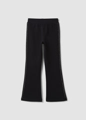 OVS Black flared leggings in stretch cotton with studs