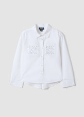 OVS White pure cotton shirt with rhinestones, regular fit, for girls