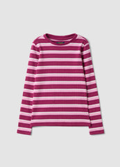 OVS Girls’ striped multicolour stretch cotton crew-neck T-shirt