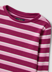 OVS Girls’ striped multicolour stretch cotton crew-neck T-shirt