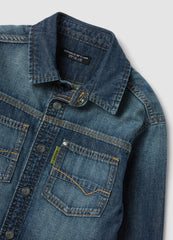OVS Blue pure cotton shirt with classic collar for boys