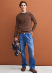 OVS Brown pure cotton crew-neck jumper, regular fit