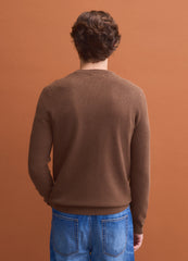 OVS Brown pure cotton crew-neck jumper, regular fit