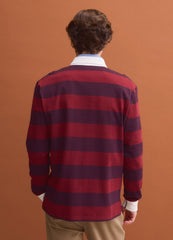 OVS Red pure cotton striped long-sleeve rugby polo, regular fit