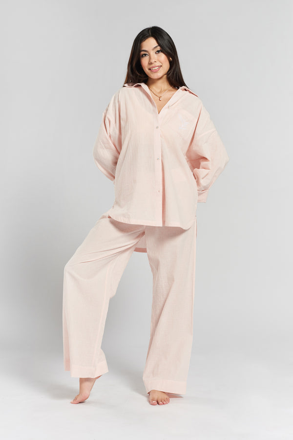 Peachaus Chicory Striped Woven Cotton Trousers