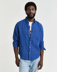 REG GMNT DYED LINEN SHIRT Blue / S