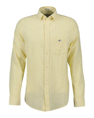 REG COTTON LINEN STRIPE SHIRT Yellow / S