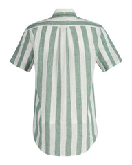REG COTTON LINEN STRIPE SS SHIRT Green / S
