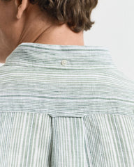 REG LINEN STRIPE SHIRT Green / S
