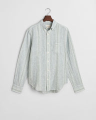 REG LINEN STRIPE SHIRT Green / S
