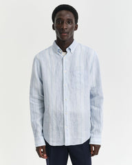 REG LINEN STRIPE SHIRT Blue / S