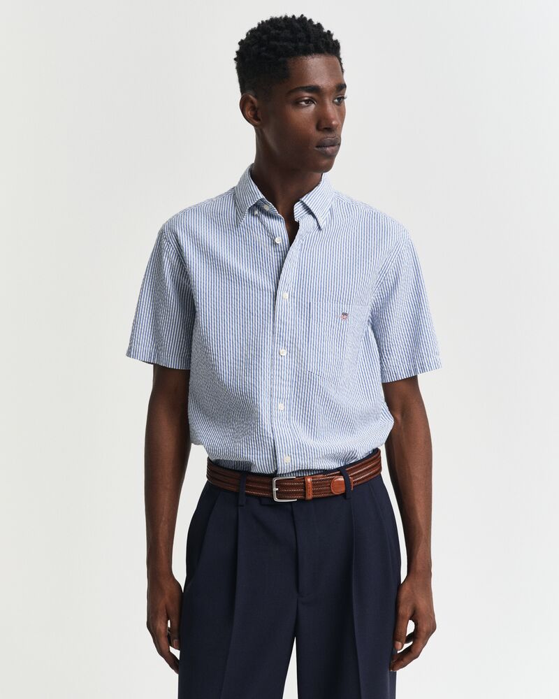 REG SEERSUCKER STRIPE SS SHIRT Blue / S