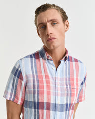 REG LINEN MADRAS SS SHIRT Red / S