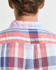 REG LINEN MADRAS SS SHIRT Red / S