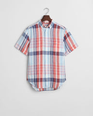 REG LINEN MADRAS SS SHIRT Red / S