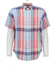 REG LINEN MADRAS SS SHIRT Red / S