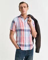 REG LINEN MADRAS SS SHIRT Red / S