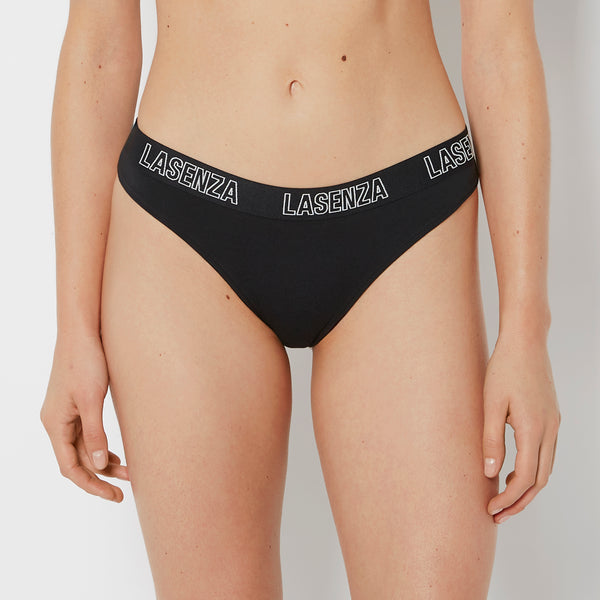 Thong Panty With Logo in Tuxedo