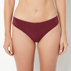 La Senza Ultrasoft Thong Panty with Bow Detail in Cabernet