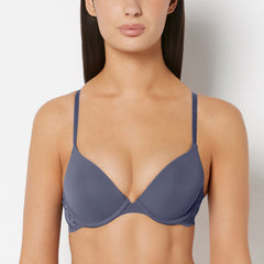 La Senza Smooth Push Up Plunge Bra With Charmed Lace Wing In Vintage Indigo