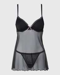 La Senza Unlined Demi Mesh Babydoll with Ribbon Detailing