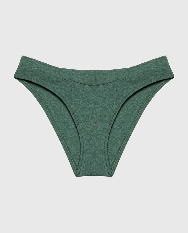 La Senza Bikini Wide Waist Cotton Panty In Jungle Green Heather