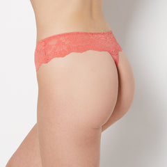 La Senza Diva Thong Panty with Timeless Lace Up Detail in Faded Rose