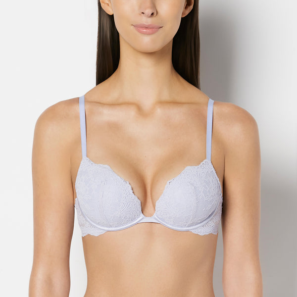 La Senza Push Up Plunge Bra with Timeless Lace in Cosmic Sky