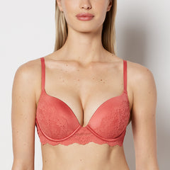 La Senza Up 2 Cup Plunge Bra with Timeless Lace Up Detail in Faded Rose