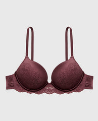La Senza Up 2 Cup Plunge Bra with Timeless Lace Up Detail in Plum Wine