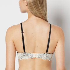 La Senza Up 2 Cup Plunge Bra with Timeless Lace Trim in Tuxedo Black
