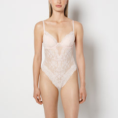 La Senza Lightly Lined Bodysuit with Timeless Lace in Crystal Pink