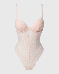 La Senza Lightly Lined Bodysuit with Timeless Lace in Crystal Pink