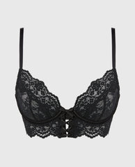 La Senza Designer Collection Unlined Demi Bra in Timeless Lace in Tuxedo Black
