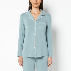 La Senza Casual Sleep Long Sleeve Button Down Top in Lead