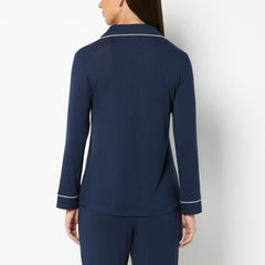 La Senza Casual Sleep Long Sleeve Button Down Top in Navy Blazer