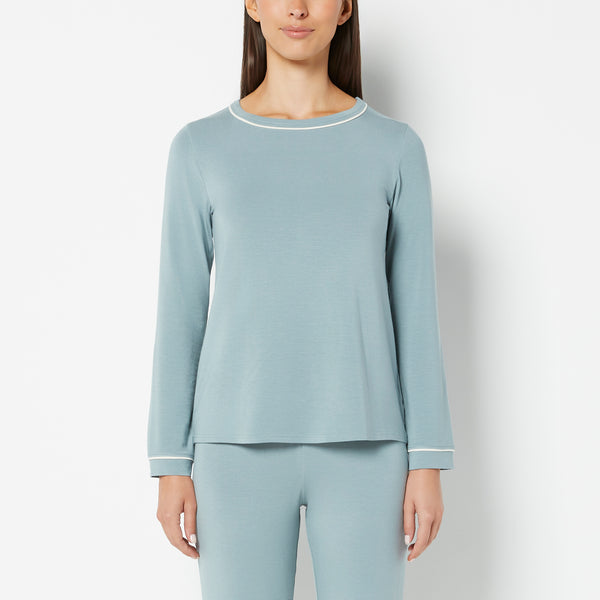 La Senza Casual Sleep Long Sleeve Scoop Neck Top in Lead