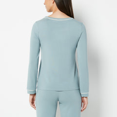La Senza Casual Sleep Long Sleeve Scoop Neck Top in Lead