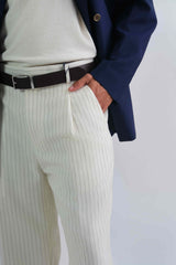 Pinstripe Pants White / 48