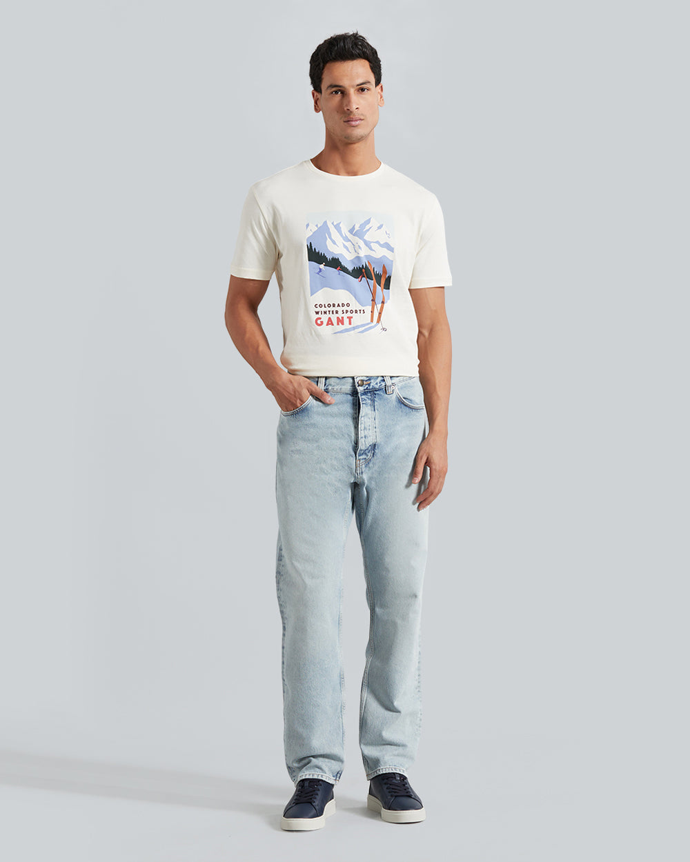 Gant Heritage Worn Wash Jeans – Straight Fit Faded Denim Semi Light Blue Vintage / 36X32