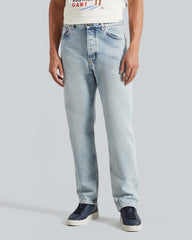 Gant Heritage Worn Wash Jeans – Straight Fit Faded Denim Semi Light Blue Vintage / 36X32