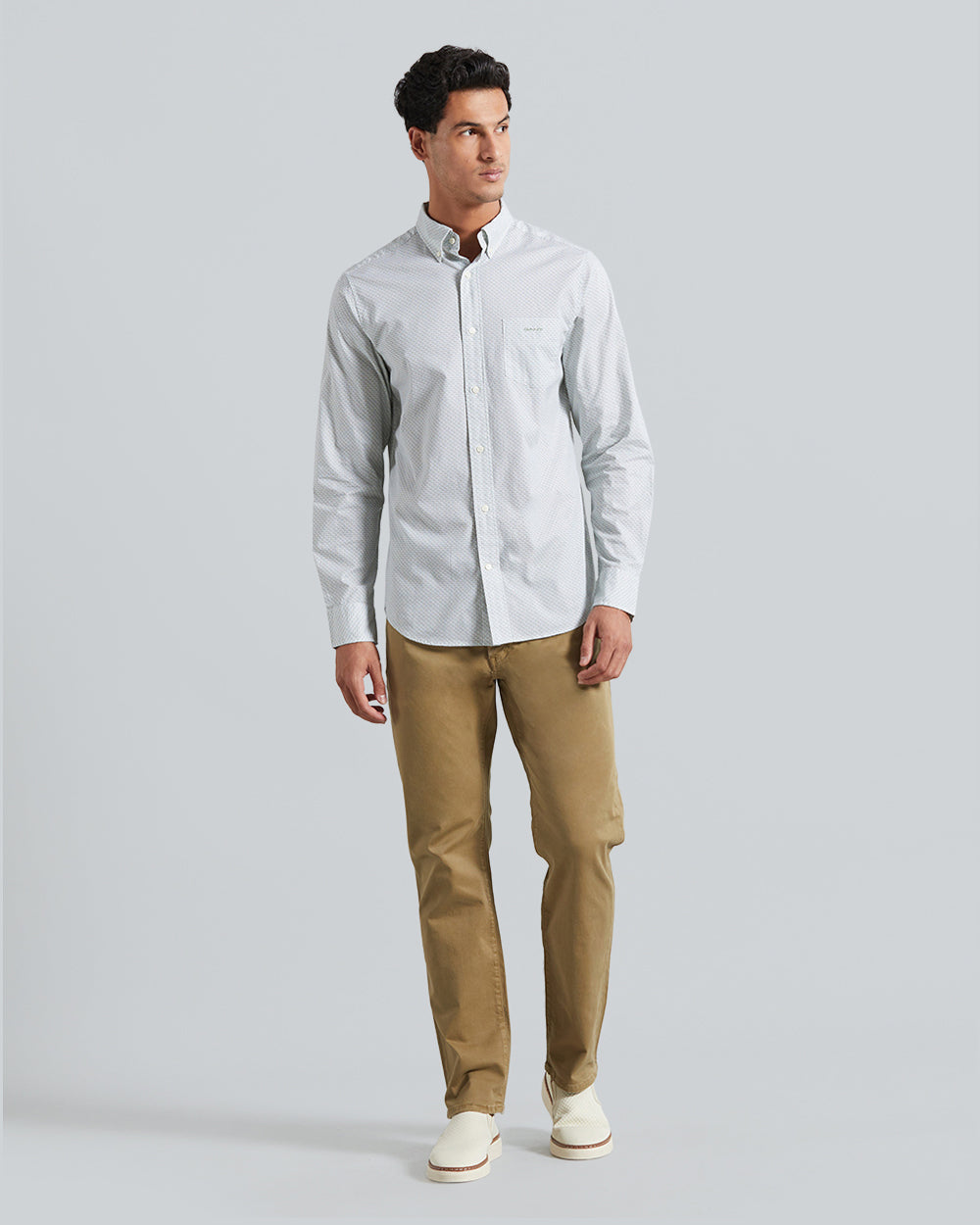 Gant Regular Micro Print Shirt – Regular Fit Cotton Printed Shirt Kalamata Green / M