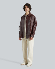 Gant Leather Shirt – Supple Lamb Leather Dark Mahogany / L