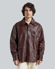 Gant Leather Shirt – Supple Lamb Leather Dark Mahogany / L