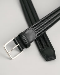 LEATHER ELASTIC BRAIDED BELT Black / 80X32