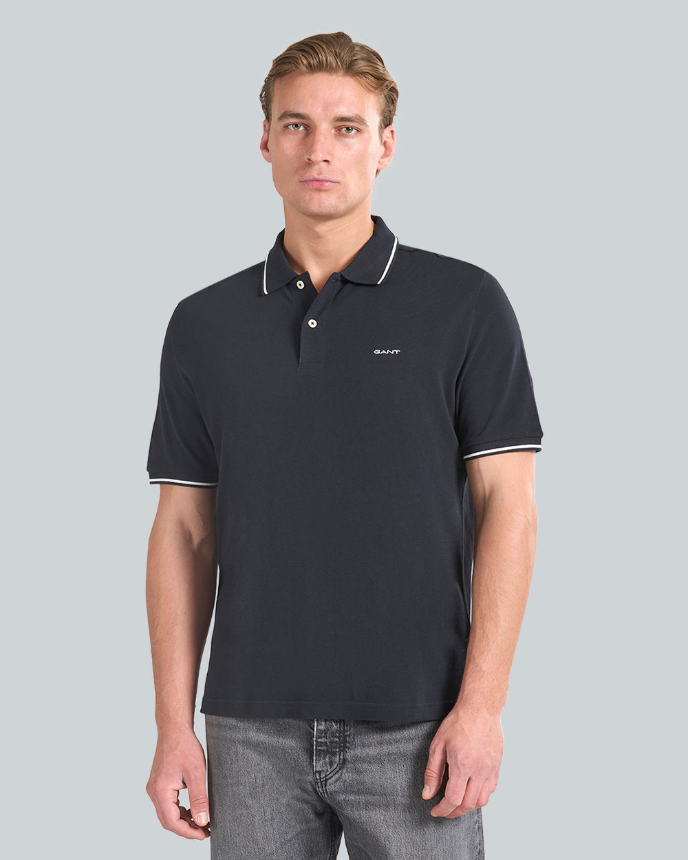 Tipped Piqué Polo Shirt Black / L